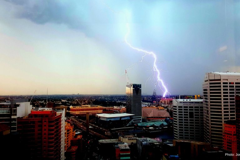Lightning strike hits Sydney