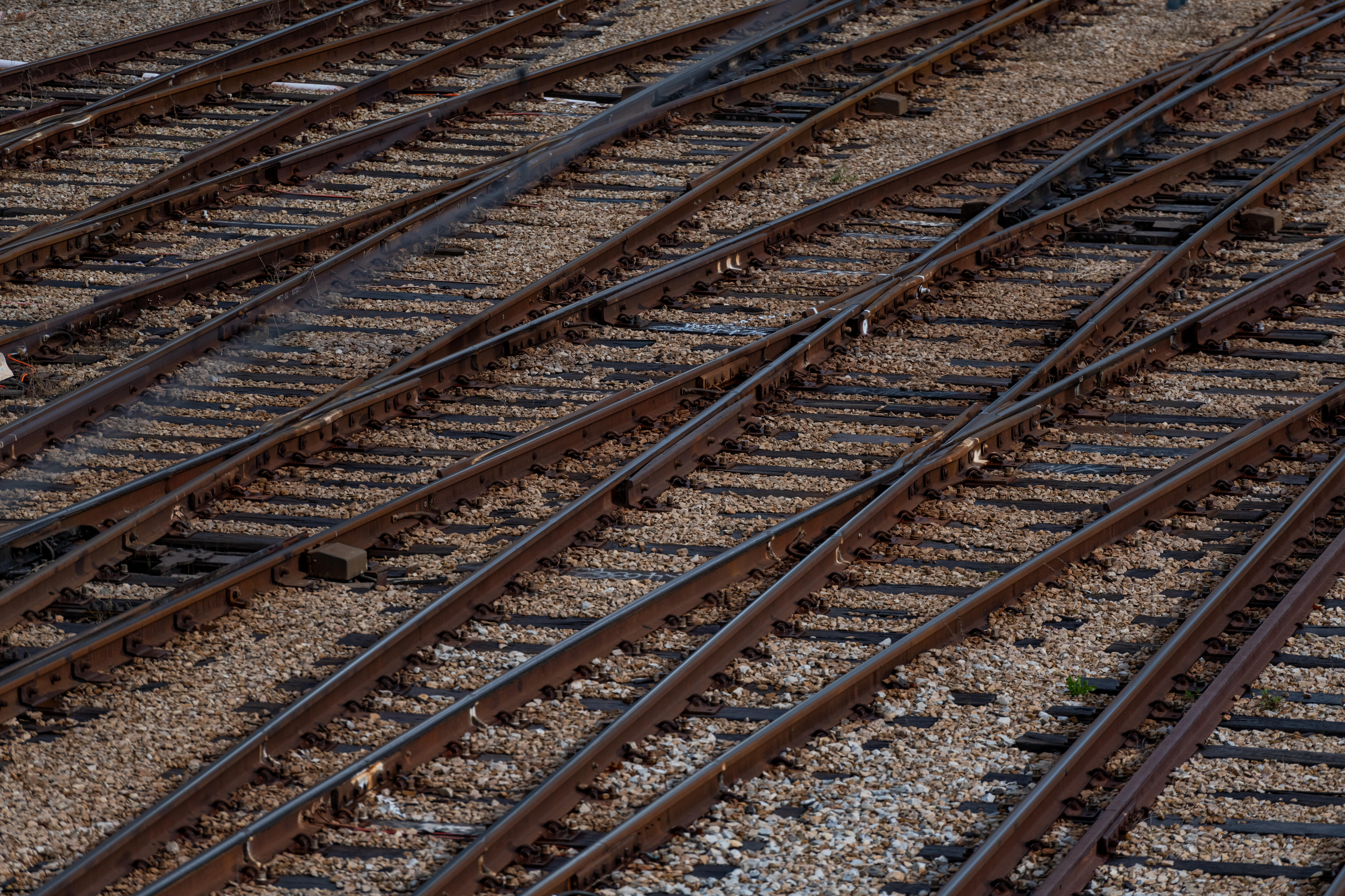 Multiple rows of train tracks