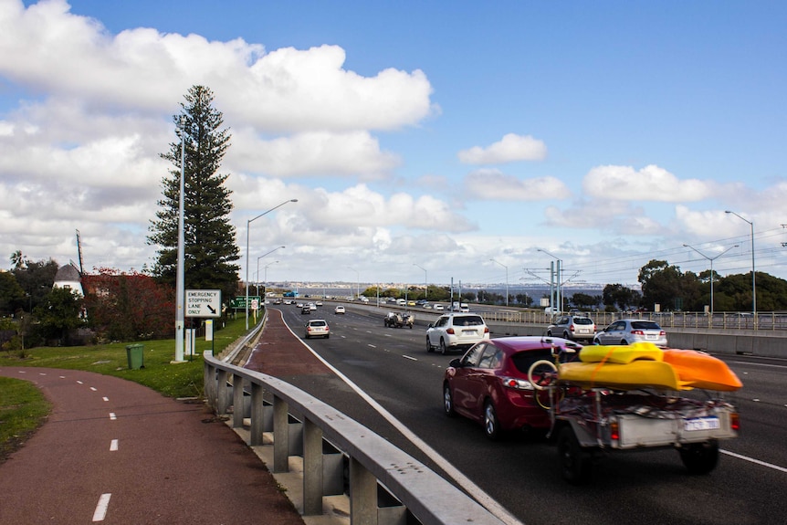 The Kwinana freeway at South Perth.