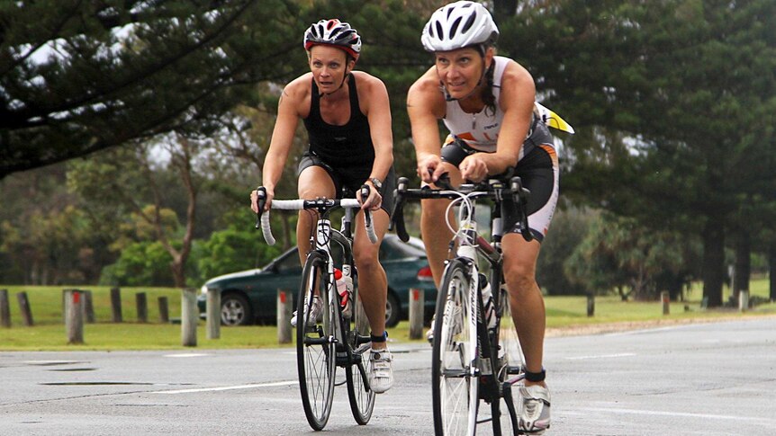 Athletes compete in the Kingscliff Triathlon.