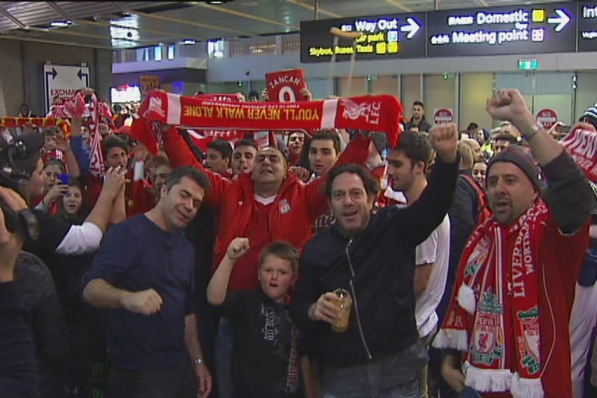 Liverpool fans at Melbourne Airport