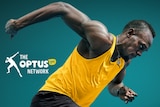 Champion sprinter Usain Bolt in an Optus advertisement