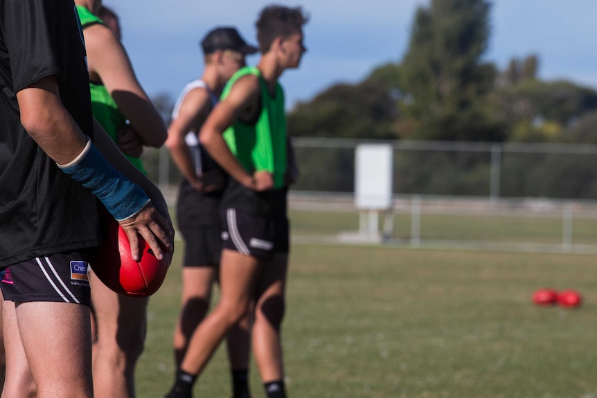 Football team training, Tasmania.