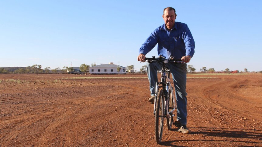 Outback Queensland grazier and grandfather Pat Hegarty turns to triathlons to distract from the drought.