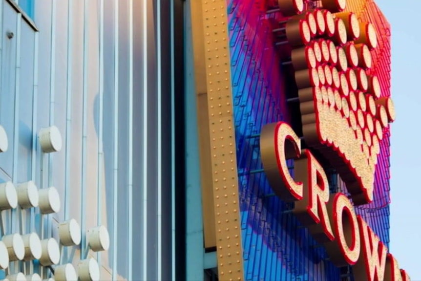 A multicolored Crown Casino sign