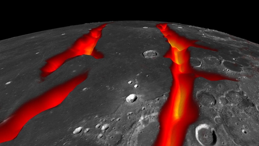 Illustration of grey soil split by red lava welling up from below