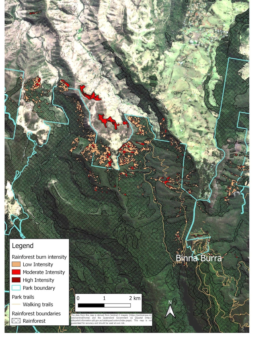 A map showing a heavily forested area.