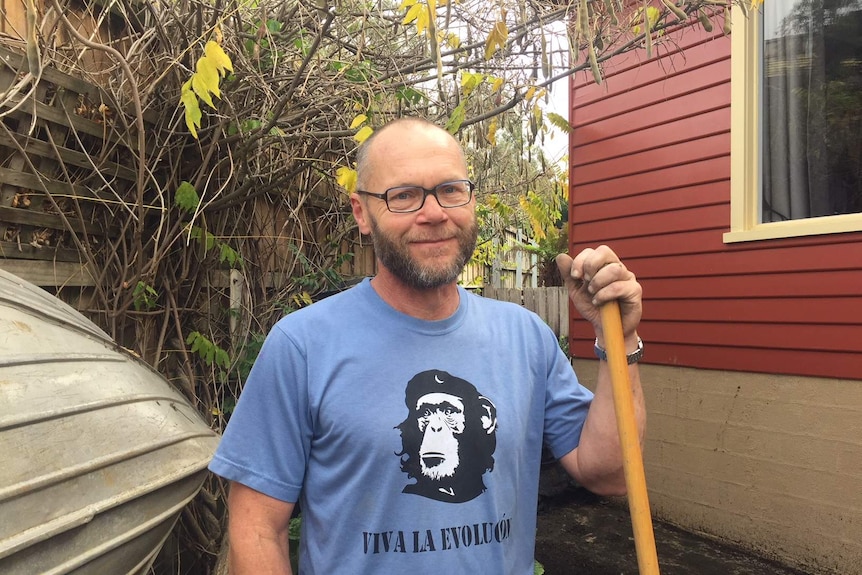 Michael Kerr at his flood-damaged property.