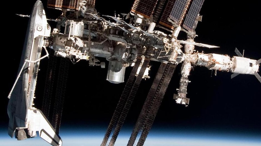 Space shuttle docks with ISS