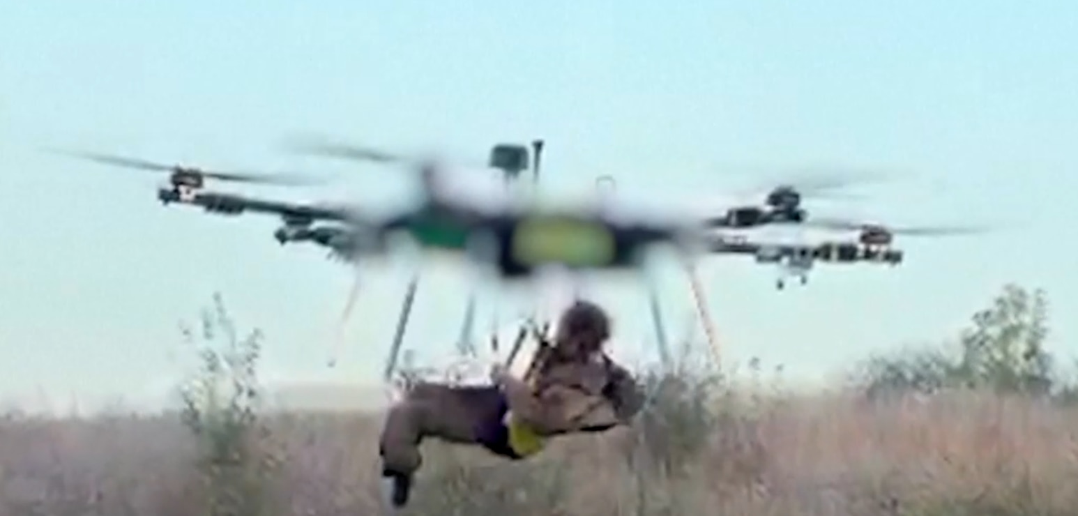 Ukrainian drone flies wounded soldier from front line