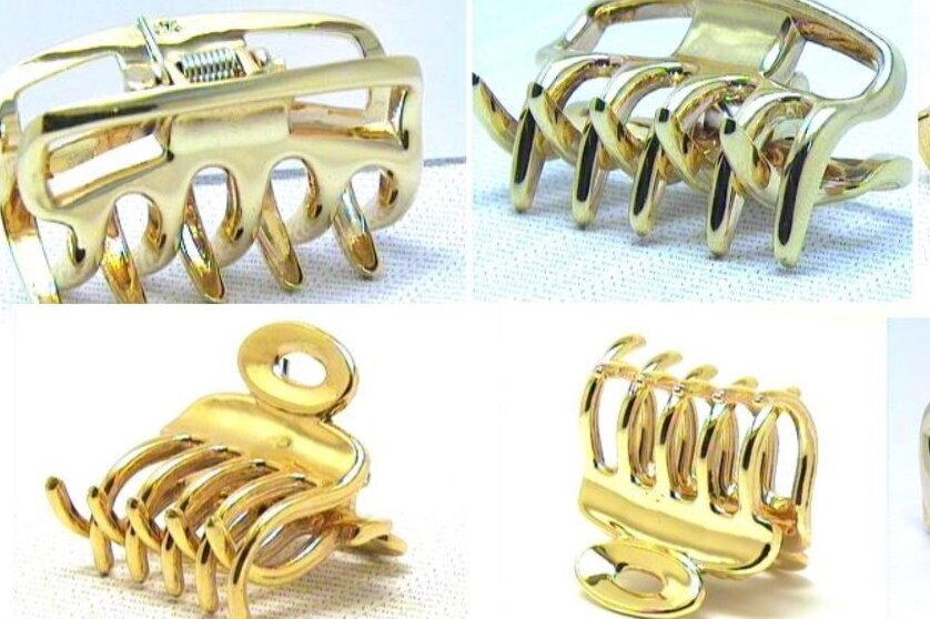 Six pictures of hair clips made of gold