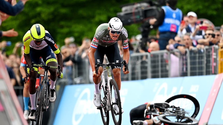 Caleb Ewan crashes in dramatic Giro d’Italia finish-line sprint on opening day – ABC News