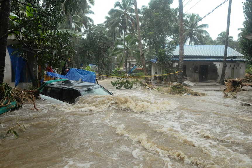 Kerala floods car submerged