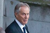 Tony Blair leaving Northern Ireland Affairs Committee hearing