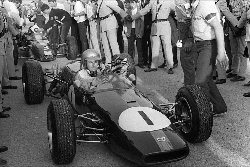 Jack Brabham wins the Grand Prix de France in 1966.