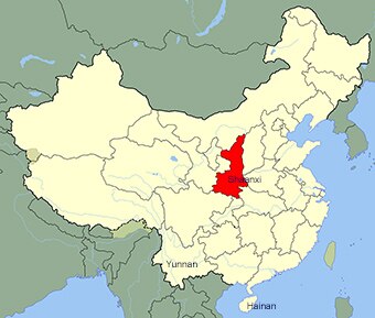 China map with Shaanxi Province highlighted