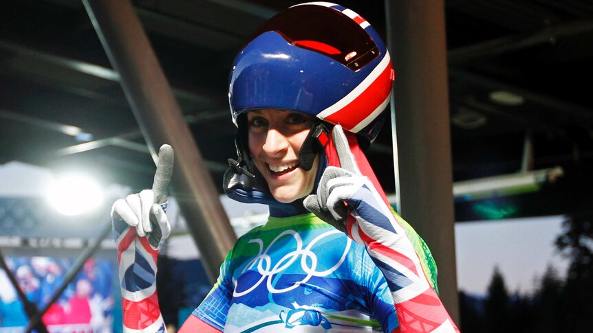 Britain's Amy Williams celebrates winning gold in 2010 Winter Olympics