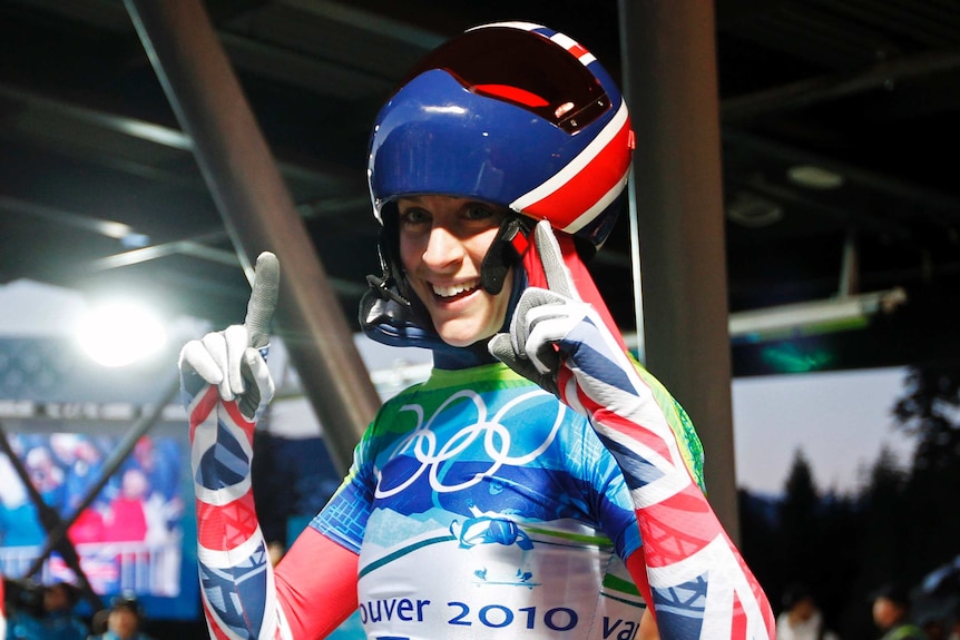 Britain's Amy Williams celebrates winning gold in 2010 Winter Olympics