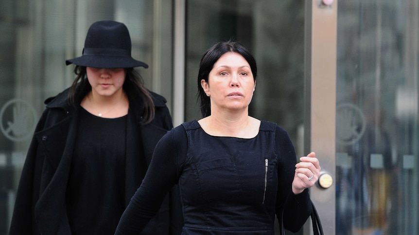 Roberta Williams leaves the Victorian County courts in Melbourne.