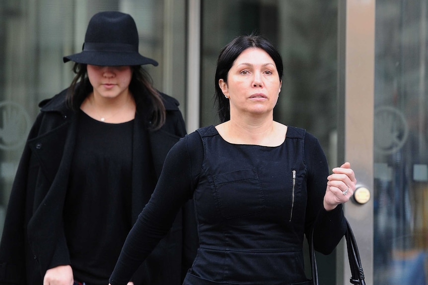 Roberta Williams leaves the Victorian County courts in Melbourne.