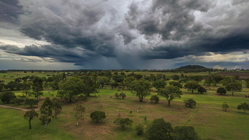 Storm clouds over Pittsworth, west of Toowoomba in Queensland.