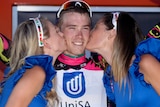 Star on the rise ... Rohan Dennis on the podium after claiming the Young Rider jersey in Willunga (AFP Photo: Mark Gunter)