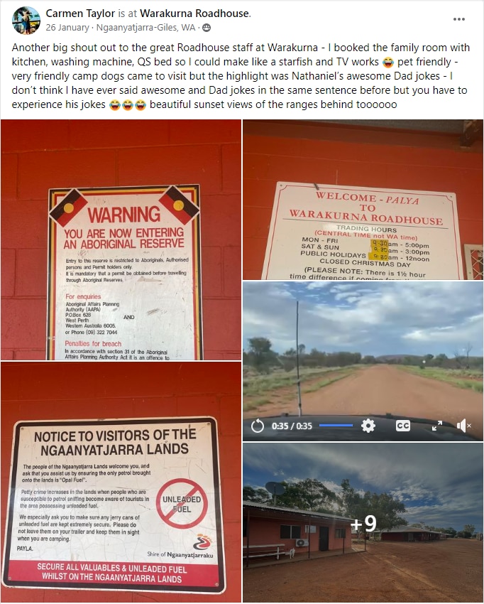 A face book post showing photos of warakurna