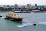 LNG tanker leaves Darwin Harbour.