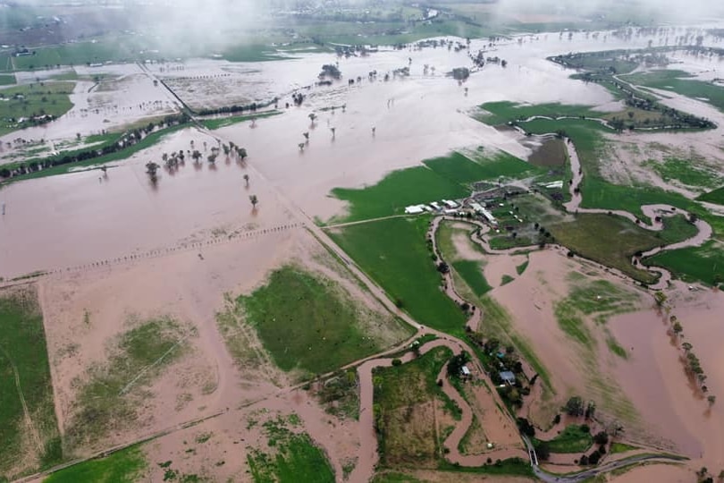 Aerial shot of the floods