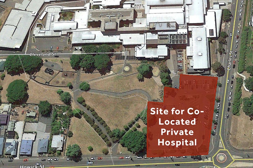 Labor Party map of proposed site for private hospital at the Launceston General Hospital