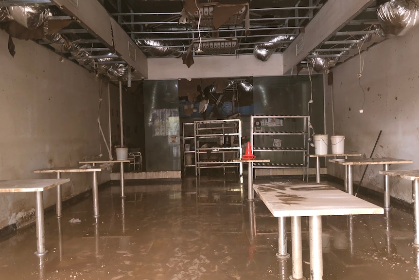 Flood water in a shop