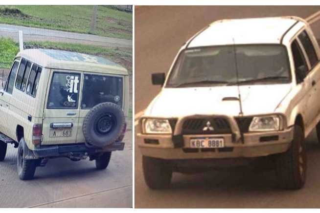 Dos imágenes de CCTV de vehículos desaparecidos proporcionadas por la policía.  