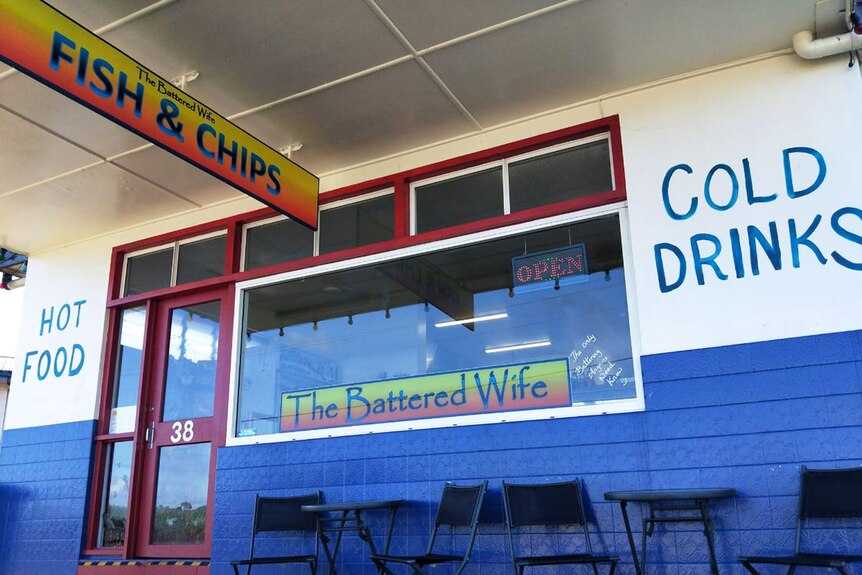 The front of Innisfail's Battered Wife fish and chip shop