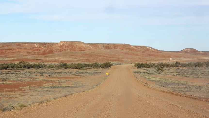 a red dirt road heading into the distance