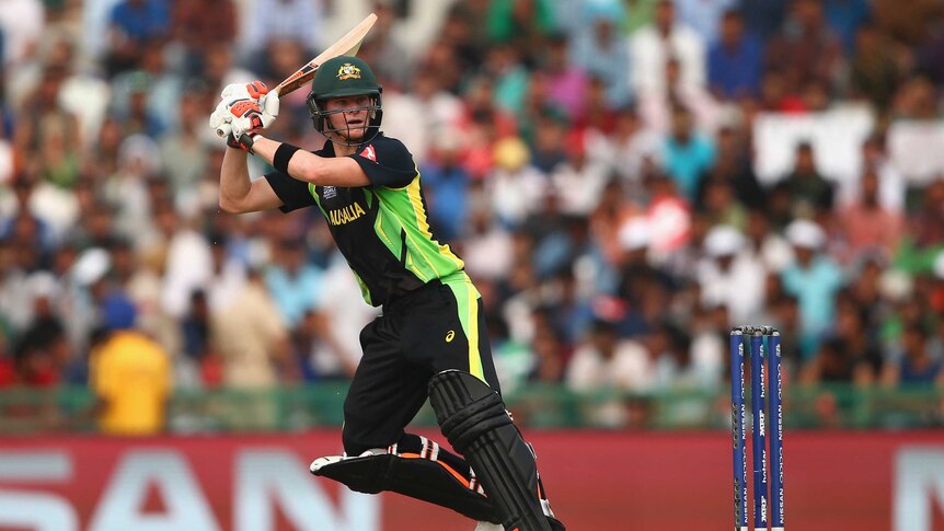 Steve Smith whips off his pads against Pakistan