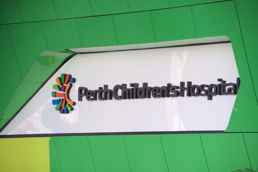 A sign outside the new Perth Children's Hospital.