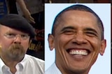 Mythbusters hosts with inset of Barack Obama