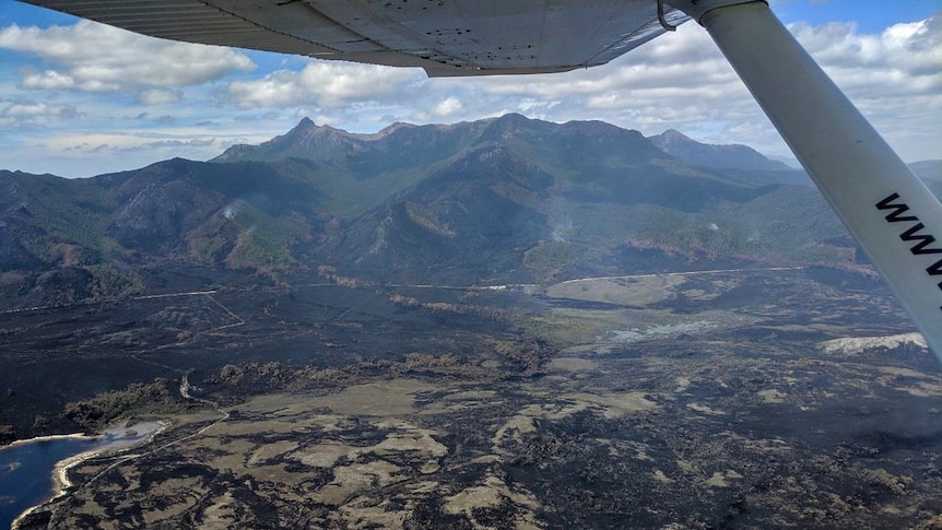 Bushfire damage around Mount Eliza and Mount Anne.