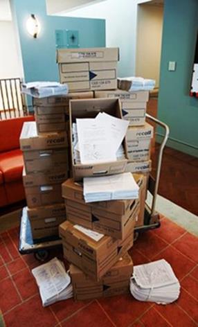 A pile of paper and boxes.