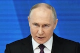 Russian President Vladimir Putin delivers his annual address.