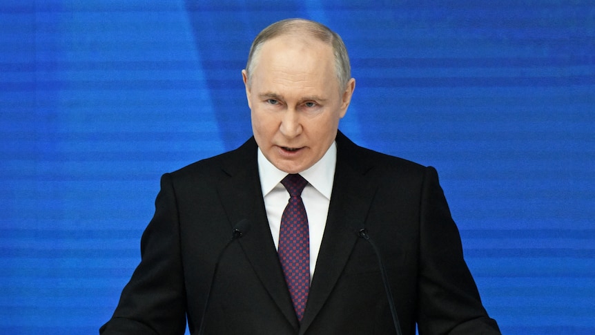 Russian President Vladimir Putin delivers his annual address.