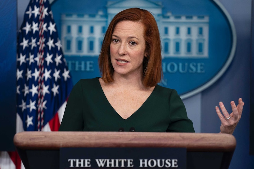 White House press secretary Jen Psaki speaks during a press briefing