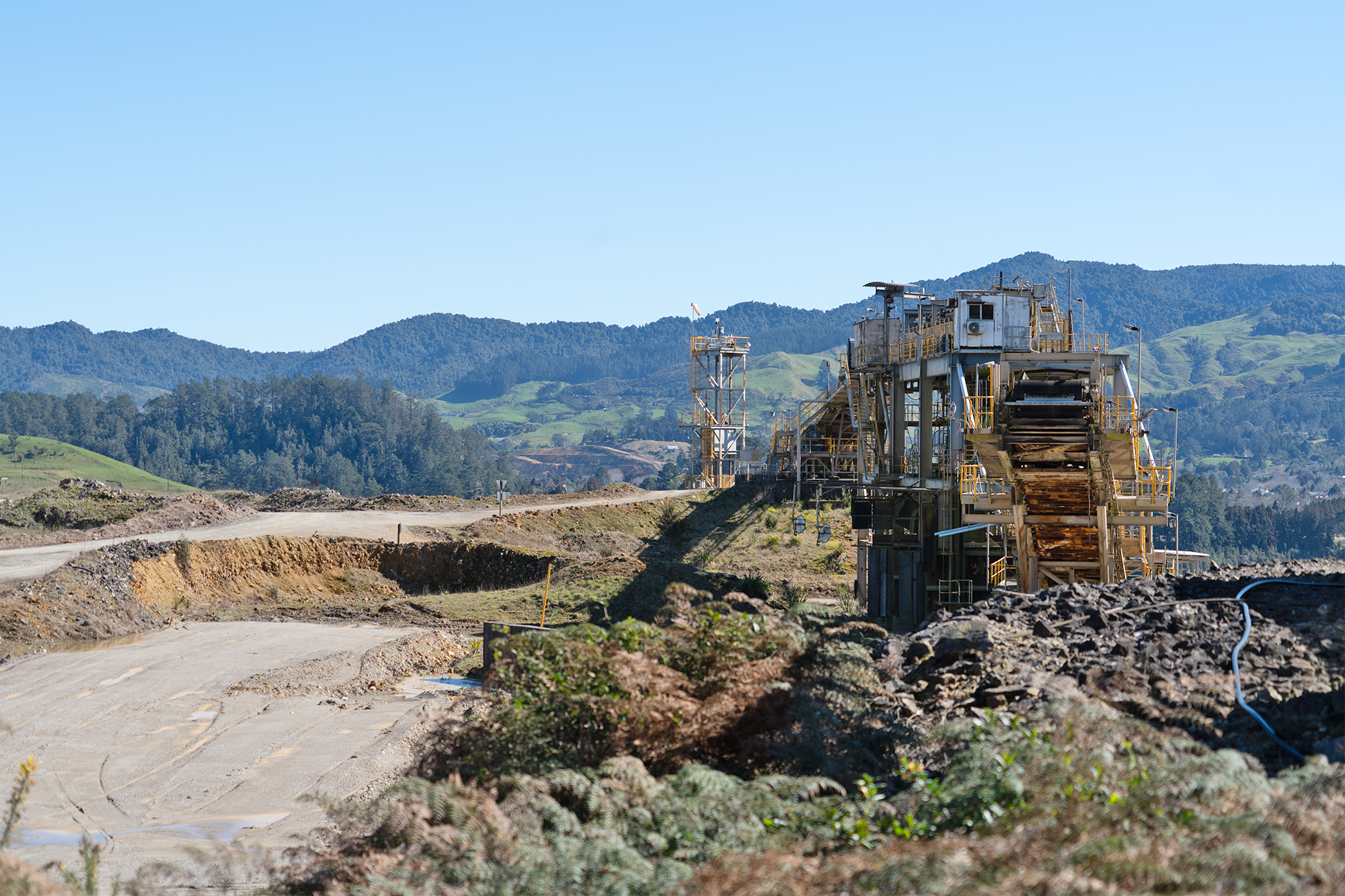 Mining infrastructure in Waihi.