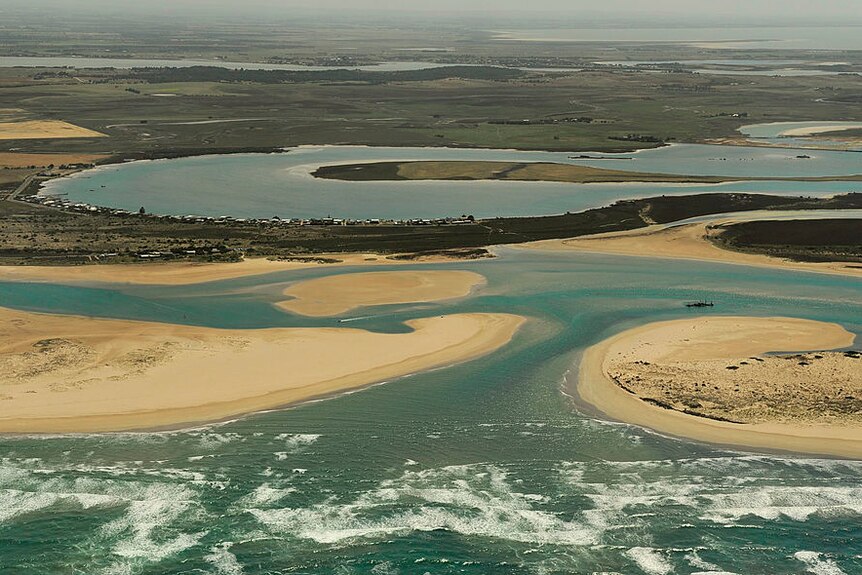 Aerial images of the mouth of the Murray River