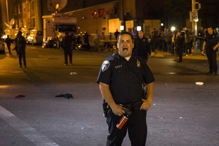 Police enforce a curfew in Baltimore