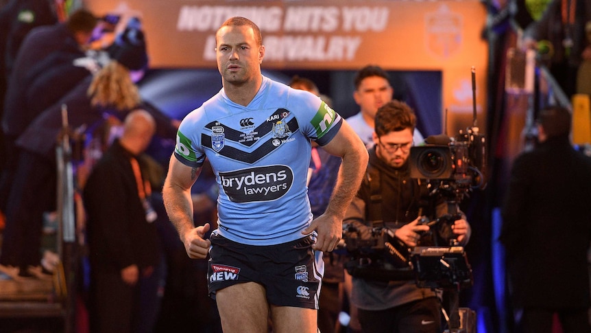 Boyd Cordner of the Blues leads his team onto the field for Origin II on June 24, 2018.