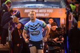 Boyd Cordner of the Blues leads his team onto the field for Origin II on June 24, 2018.