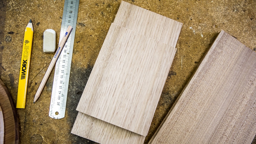 The Tasmanian timber is carefully measured for the baby boxes.
