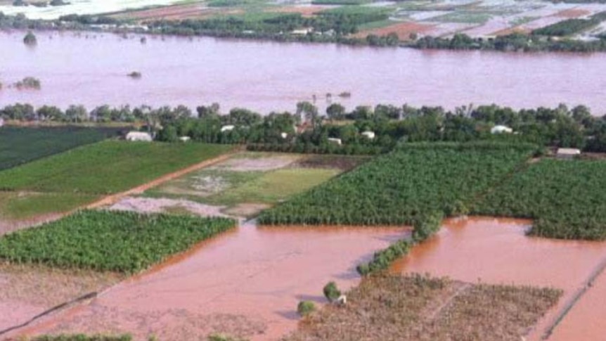 Aerial shot of Carnarvon flooding
