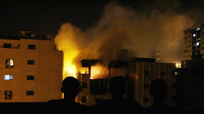 Israeli offensive ... Interior Ministry targeted in airstrikes.